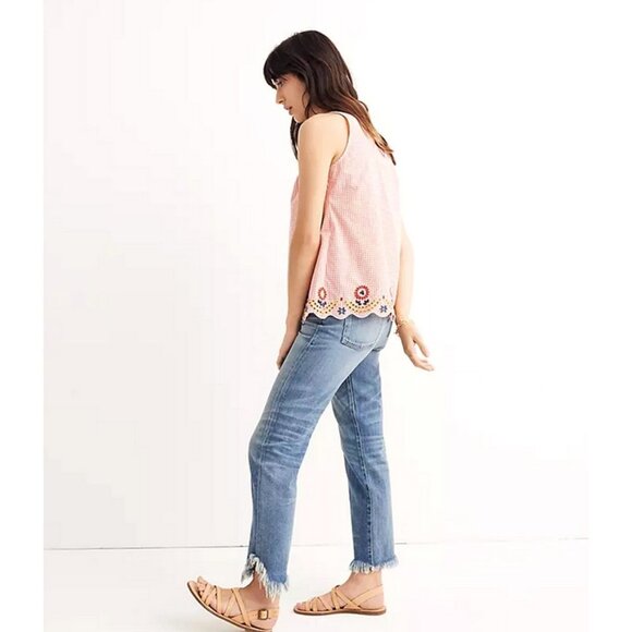 NWT MADEWELL Embroidered gingham top - Picture 2 of 7
